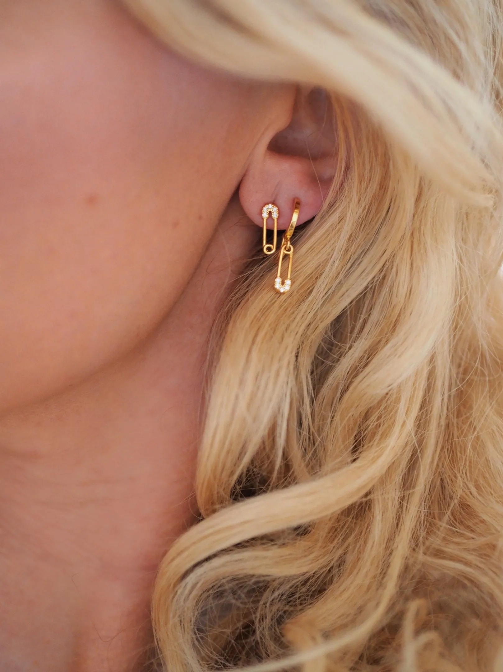 Modern gold hoop and stud earrings
